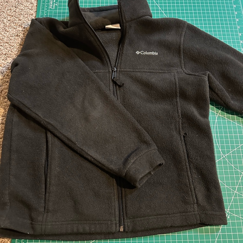 Columbia Black Fleece Jacket with Blue Trim Tag